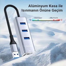 Teknocan Marketing USB ve Type-C Gigabit Ethernet Adaptörü 3 Port USB 3.0 Çoklayıcı Hub