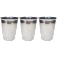Al-Fil Teknoloji 3 Adet Paslanmaz Çelik Krom Bardak 9 x 7,5 x 5,5cm