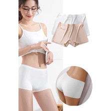 Al-Fil Teknoloji 2 Adet Kadın Dikişsiz Görünmez Iz Yapmaz Mini Şort Boxer Beyaz Ten