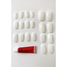 Al-Fil Teknoloji 20 Adet Naturel Badem Takma Tırnak ve Yapıştırıcı