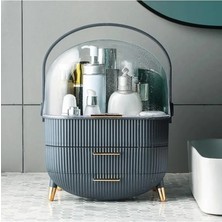 Al-Fil Teknoloji Kozmetik Makyaj Düzenleyici Organizer Gri Taşıma Kulplu Çekmeceli