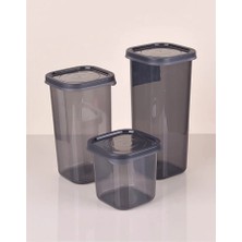 Al-Fil Teknoloji 3 Boy Antrasit Sızdırmaz Kapaklı Dik Kare Erzak Saklama Kabı ANK150