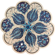 e-meta Türk Çini Sanatı 18 cm Seramik Nihale / Tencere Demlik Altlığı - Papatya Formlu Kaydırmaz Tabanlı