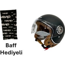 Nero TK06 Çenesiz Yarım Kask Mat Siyah (Xl) + Baff Hediyeli