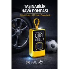 Smayling Taşınabilir Hava Pompası Dijital Ekranlı LED Işıklı Type-C Şarjlı Araç Bisiklet Top Lastik Şişirme Kompresörü