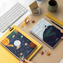 A5 Spiralli Karton Kapak 2’li Set Çizgili Okul Defteri 80 Yaprak, Ders Programlı Galaksi