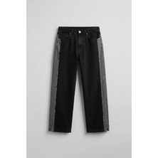 Abluka Online Erkek Süper Baggy Yan Panel Detaylı Jean Pantolon Siyah