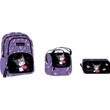 GENC DIJITAL BASKI Kuromi Okul Çantası Seti (3 Parça)