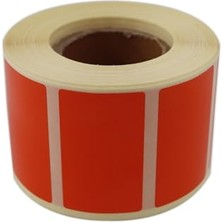 Kuşe Turuncu Renk Baskılı Etiket 50MM x 30MM Ölçülerinde 1000 Adet 40MM Kuka Çapında Kendinden Yapışkanlı Rulo Etiket (Turuncu)