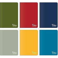 Colors Ofis Serisi, A4 60 Yaprak Çizgili Karton Kapaklı Defter 6'lı Paket, Renkli