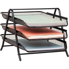 3 Katmanlı Kağıt Tepsisi, Masaüstü Düzenleyici, Dosya Depolama, Çalışma Alanı, Ofis, Metal Örgü, 11.5 "u x 13.75" G x 10"h, Siyah