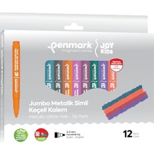 Süper Yikanabilir Metalik Simli Jumbo Keçeli Kalem 12'li