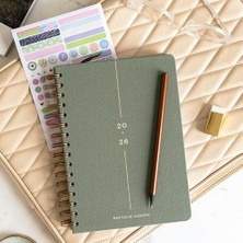 2026 A5 Spiralli Keten Haftalık Ajanda 12 Aylık - Yeşil