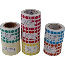 Kuşe Rulo Renkli Zemin Baskılı, 10MM Çap, 5000 Adet, 5'li Yan Yana (Beyaz)