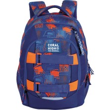 Coral High Lacivert Turuncu Renk Desenli Okul Sırt Çantası 24439