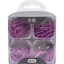 Cubbie Gökkuşağı 4'lü Kutu Ataş Raptiye Seti, Mor