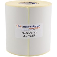 Eko Termal Etiket 100MM x 200MM Ruloda 250 Adet 40MM Kuka Çapında Direk Termal Transfer Etiketi