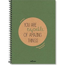 Lé Color 2015075/3 Eco Kraft Sert Kapaklı, Spiralli, Sarı Kağıtlı, 200 Sayfa Yeşıl