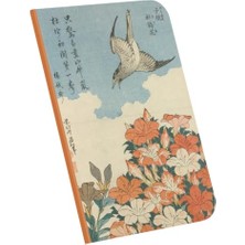 Cuckoo And Azaleas, Hokusai 1834, A4 Defter Vı, Çizgisiz, Toplam 64 Sayfa, Tel Dikiş, Esnek Kapak, Oval Kenar, Tuval Doku, 60 Gram, Sarı Krem Renk, 21X29,7X0,5CM