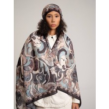 AYSHARA Mihrimah Desenli Tek Taraflı Şal -  Siyah Gri