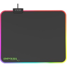 Inca IMP-024T Empousa Rgb 7 LED Medıum Mousepad (320X270X3MM),12 Farklı Değişebilen Dokunmatik Işık Efekti,hızlı Kayan Yüzey, Kaymaz Kauçuk Taban