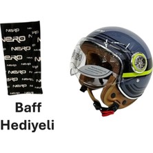Nero TK06 Çenesiz Yarım Kask Yeşil-Gri (S) + Baff Hediyeli