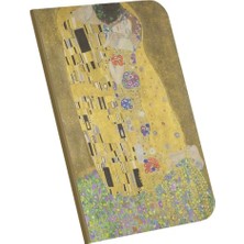 The Kiss, Gustav Klimt 1907-08, A4 Defter Vıı, Çizgisiz, Toplam 64 Sayfa, Tel Dikiş, Esnek Kapak, Oval Kenar, Tuval Doku, 60 Gram, Sarı Krem Renk, 21X29,7X0,5CM