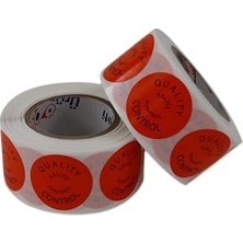 Kalite Kontrol Etiketi 30MM Çap Ruloda 500 Adet 2 Rulo Toplam 1000 Adet Turuncu Zemine Siyah Baskılı Quality Control Etiketi