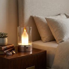 Amber LED Hareket Sensörlü, Dim Edilebilir, Mum Efektli Günışığı Rengi Şarjlı Masa Lambası          [enerji Sınıfı A]
