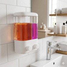 Yapışkanlı Duvar Sabunluk 1000 ml 2 Bölmeli Banyo Mutfak Şampuan Dispenser V-2