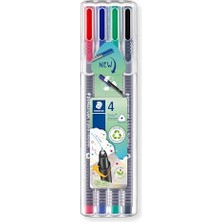 Staedtler 334 Sb4 Triplus Üçgen Fineliner Klasik Renk 0.3 mm 4'lü Set
