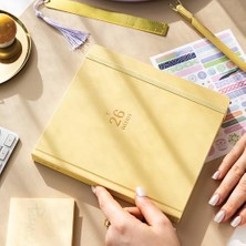 2026 Dikey Haftalık Ajanda 12 Aylık Sert Kapak 18X20 cm - Sarı