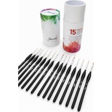 Hannah 15 Parça Detay Boya Fırça Seti Akrilik Sulu Boya Yağlı Boya Için Uygun Silindir Çantalı