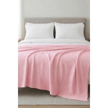 Moya Home %100 Pamuk Dama Desenli Çift Kişilik Pike Pembe 200X230