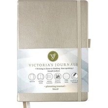 Victoria's Journals Venzi Sert Kapak Planlayıcı Defter 14X20 cm 100 Gr. Krem 96 Yaprak Gümüş Çizgili