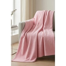Moya Home %100 Pamuk Dama Desenli Tek Kişilik Pike Pembe 160X230