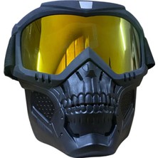 SRC Jet Kask Maskesi Şeffaf Kuru Kafa (Gold)