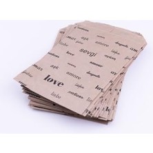 Love Yazılı Kese Kağıdı, Kraft Üzeri Siyah 18X30-10 Adet
