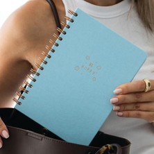 Paperora A5 Spiralli Sert Kapak Keten Düz Çizgisiz Tarihsiz Not Defteri Mavi