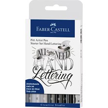 Faber-Castell Pitt Artist Pen Kaligrafi Seti 8’li, Siyah Gri Tonları, 4 Uç Tipi (B, S, 1.5), Kalemtraş ve B Derece Kurşun Kalem Hediyeli