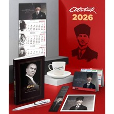2026 Atatürk Gazi Paşa Ajanda - Gazi Duvar Takvimi - Masa Takvimi - Ayraç - Kartpostal - Metal Roller Kalem ve Imza Kahve Fincanı