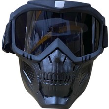 SRC Jet Kask Maskesi Şeffaf Kuru Kafa (Siyah)