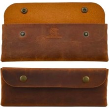 El Yapımı Kalemlik Hakiki Deri, Deri Küçük Kalem Kutusu – Iş, Ofis, Okul Aksesuar Tutucu, Klasik ve Minimal El Yapımı Tasarım Vintage Kalemlik (Camel)