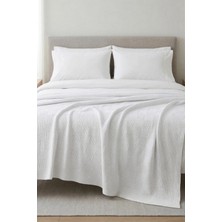 Moya Home %100 Pamuk Dama Desenli Çift Kişilik Pike Beyaz 200X230
