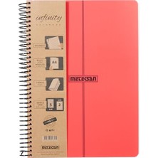 Infinity Primary Serisi, A4, 7 Konulu (5 Kareli, 2 Çizgili) 210 Yaprak Pp Kapaklı Spiralli Defter, Kırmızı