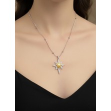 Gistoria Iki Renkli Işıltılı Çelik Kutup Yıldızı Kolye