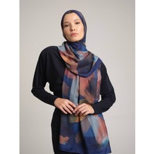 AYSHARA Fırça Desenli Tek Taraflı Şal - Lacivert