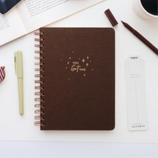 Paperora A5 Spiralli Sert Kapak Keten Noktalı Tarihsiz Not Defteri Kahverengi