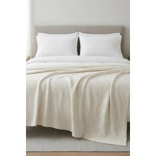 Moya Home %100 Pamuk Dama Desenli Çift Kişilik Pike Ekru 200X230