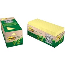 3 M  Greener Notes, 3 x 3, Canary Yellow, 24 Pads/cabinet Paket Sarı 100 Yaprak Pouch Kendinden Yapışkanlı